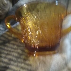 Amber Glass Cup with Handles